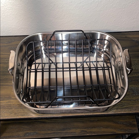 ALL-CLAD Specialty Stainless Steel Roasting Pan Nonstick Rack 16.75”x13.75” EUC - Picture 1 of 12